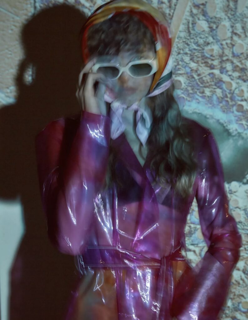 Revel Magazine Featuring Ruaa Elmansuri’s Pink Translucent Trench Coat