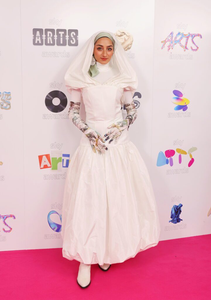 Zainab Jiwa wearing Ruaa Elmansuri at Sky Arts Awards